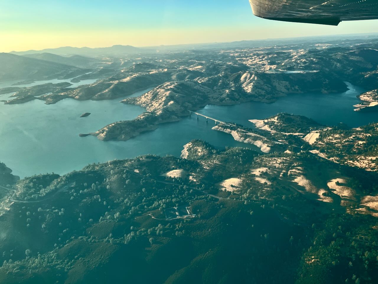 View of the Highway 49 bridge over New Melones Lake